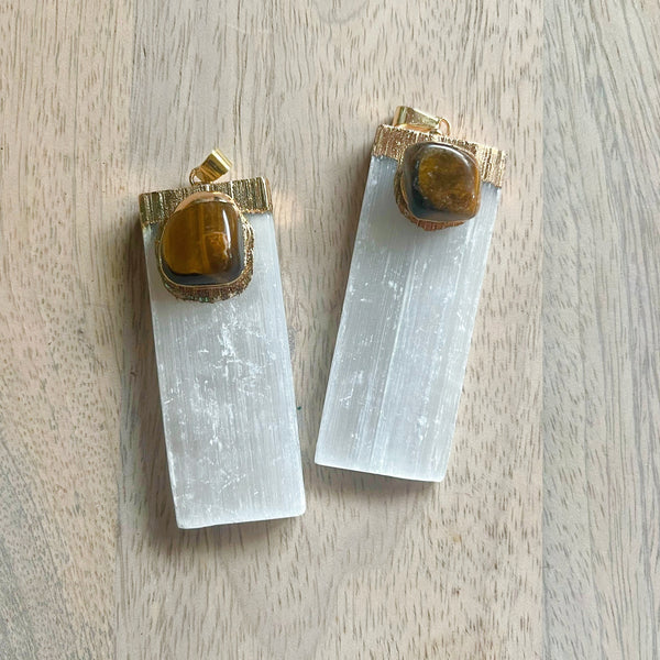 Selenite & Tiger Eye Necklace