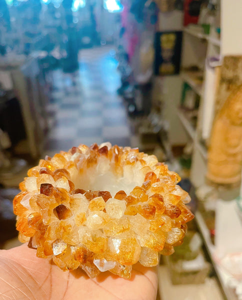 Citrine Geode Cluster Flower Candle Holder