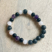 Rose Quartz, Amethyst, Black Onyx & Lava Stone Bracelet