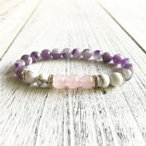 Amethyst Howlite & Rose Quartz Bracelet