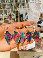 Rainbow Druzy Agate Leaf Necklace