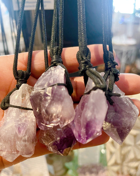 Rough Amethyst String Necklace