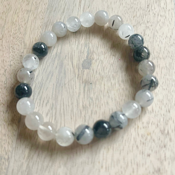 Medium Tourmalinated Quartz (Tourmaline in Quartz) Bracelet