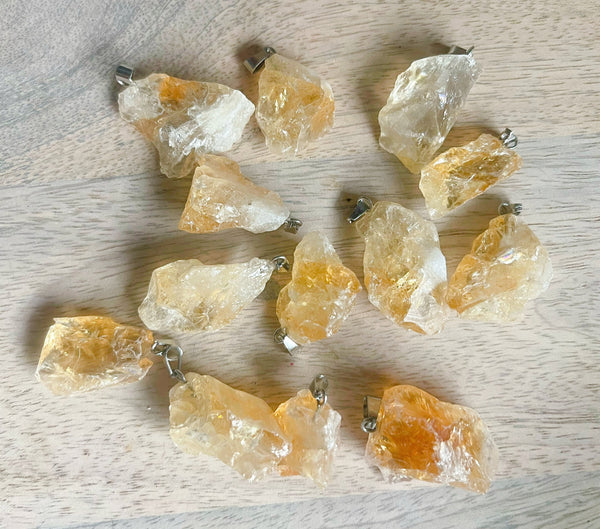 Rough Citrine Chunk Necklace