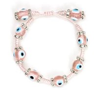 Light Pink Light Blue Evil Eye Adjustable Bracelet