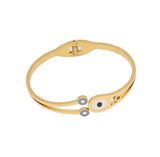 Gold-Plated Stainless Steel Evil Eye Protection Bangle Bracelet