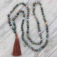 Fancy Jasper 108 Meditation Mala Beaded Necklace