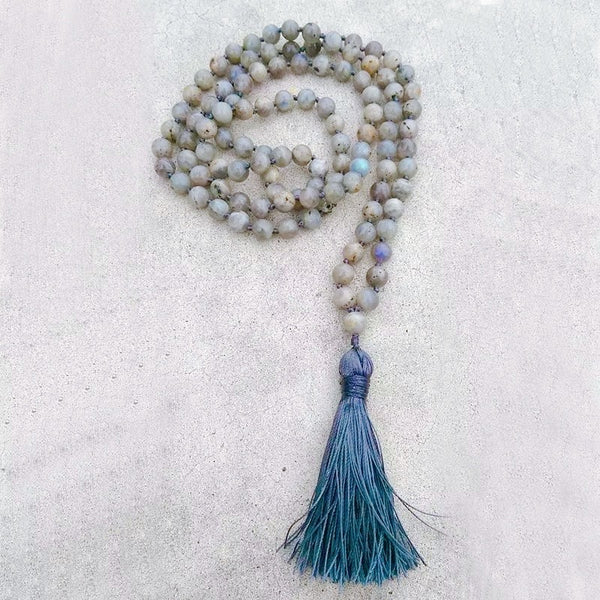 Labradorite Life Transformation 108 Meditation Mala Beaded Necklace