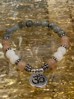 Peach Moonstone, Labradorite & Rainbow Moonstone OM Bracelet