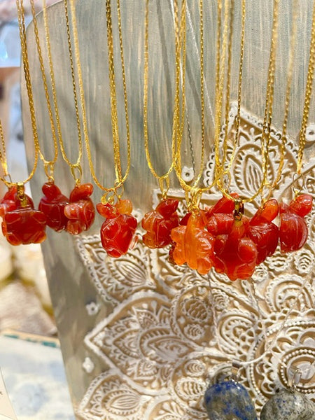 Mini Carnelian Turtle Necklace