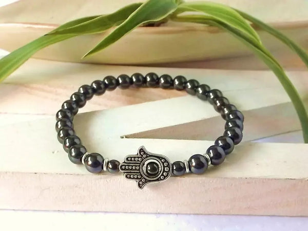 Hematite Hamsa Protection Bracelet