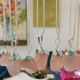 Polished Brazilian Rose Quartz Necklace