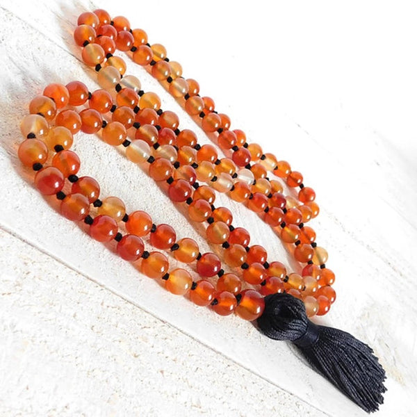 Premium Grade Carnelian 108 Beaded Mala Necklace