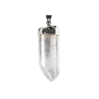 Silver Plated Clear Quartz Point Pendant