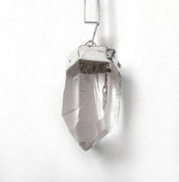 Silver Plated Clear Quartz Point Pendant