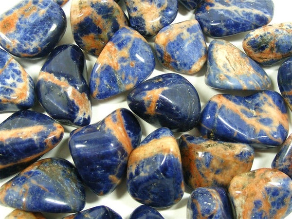 Tumbled Sodalite with Orange Feldspar Inclusions