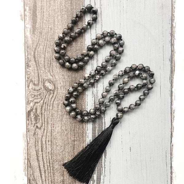 Larvikite Mala Meditation 108 Beaded Stone Necklace