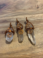 Rough Clear Quartz Copper Wire Wrapped Pendant