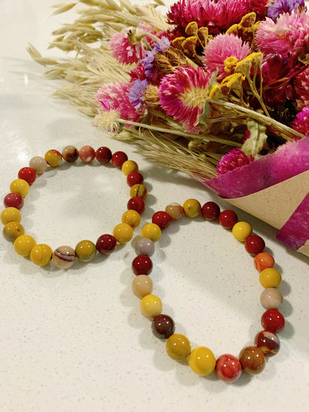 Medium Australian Mookaite Jasper Beaded Bracelet