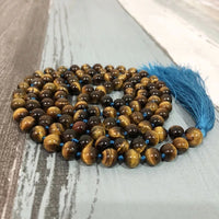 Tiger Eye Mala Meditation 108 Beaded Stone Necklace