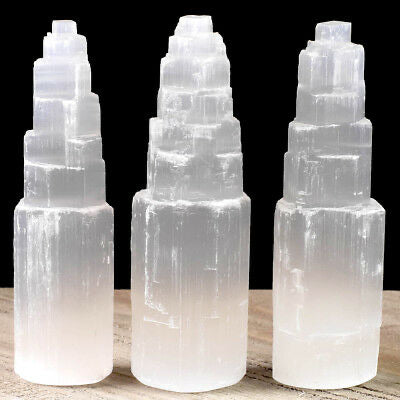 Medium Rough Moroccan Selenite Tower 5.5” Tall