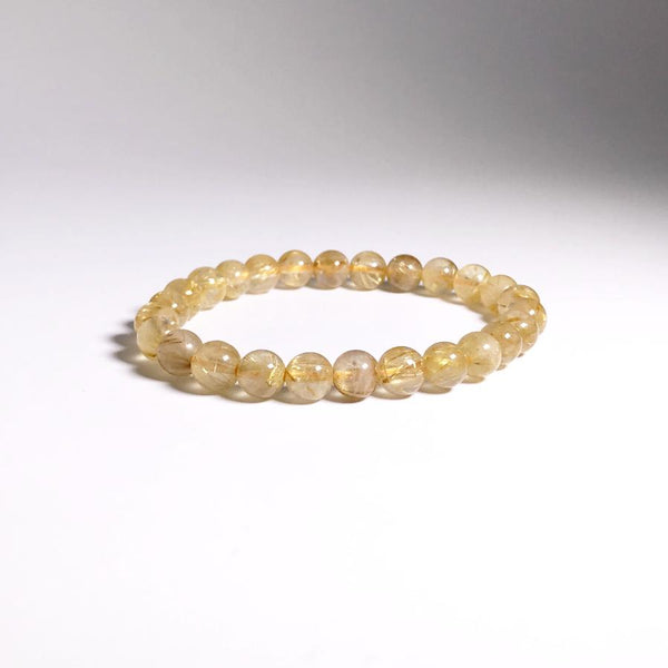 Rare Rutilated Quartz (Rutile in Clear Quartz) Beaded Bracelet