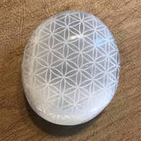 Selenite Flower of Life Palm Stone