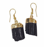 Silver Plated Black Tourmaline Earrings
